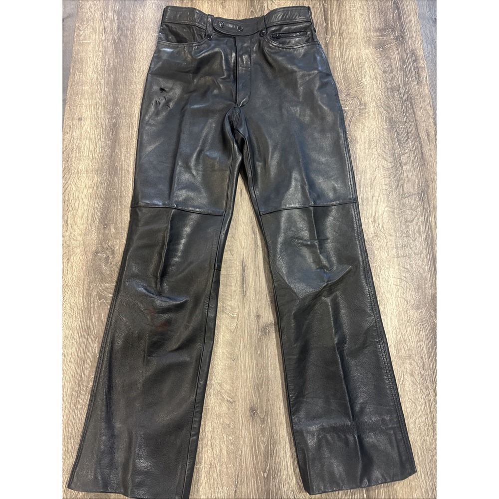 Echtes Leder Pants Black Leather Veritable Cuir Biker Motorcycle Size W30xL43